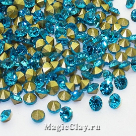 Стразы конусные SS6 (1,9-2 мм), цвет Аквамарин, 1уп (~300шт)