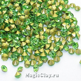 Стразы конусные SS6 (1,9-2 мм), цвет Зеленый, 1уп (~300шт)