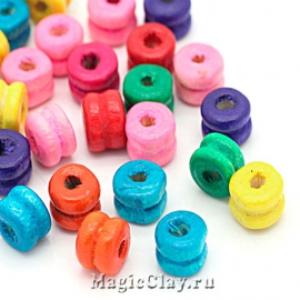 Бусины деревянные Радужное Настроение 6х6мм, 1уп (~200шт)