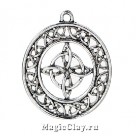 Подвеска Кельтское Плетение 33х29мм, цвет серебро, 1шт